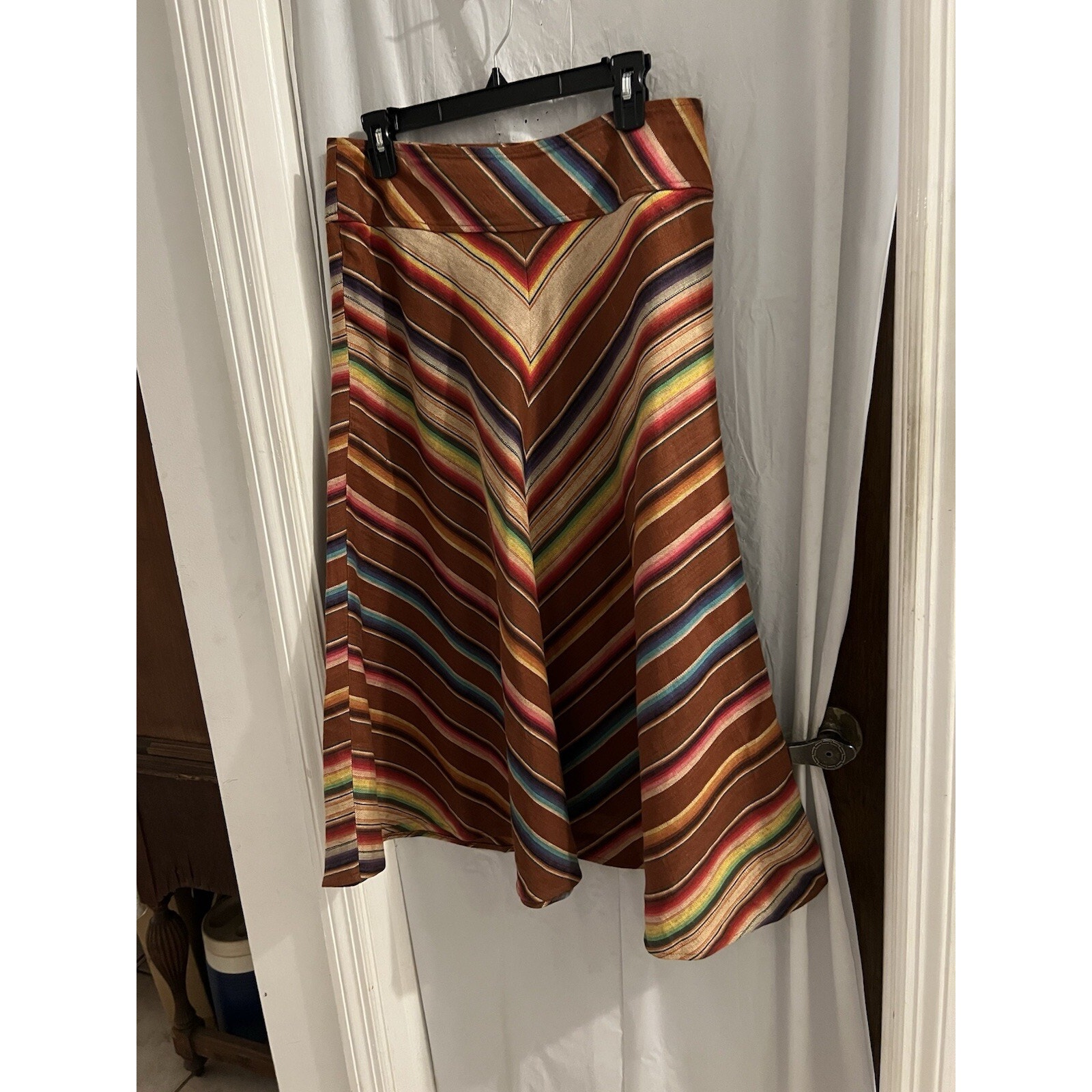 Lauren Ralph Lauren Serape Multicolor Southwestern Linen Midi Skirt Sz 8