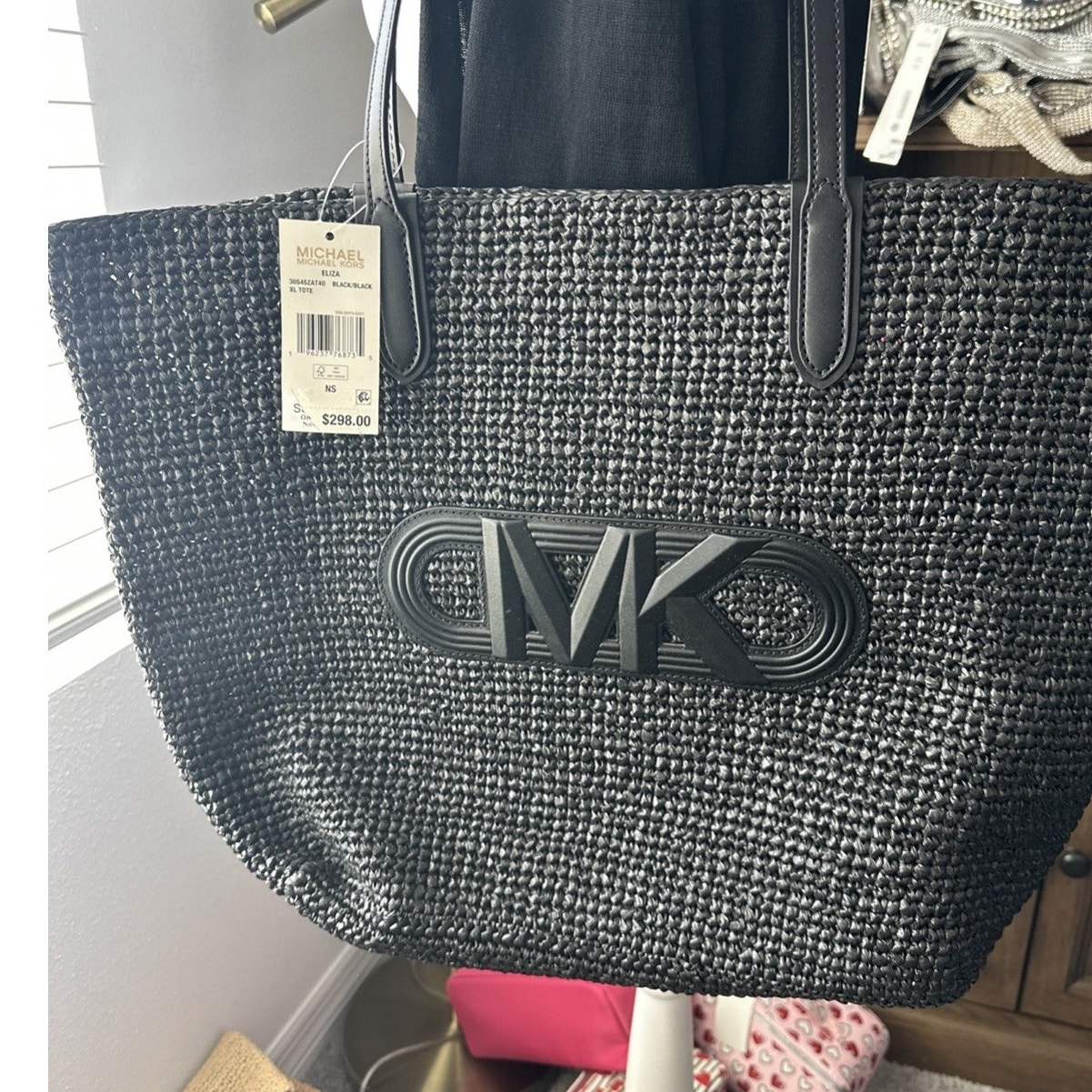 Michael Kors Extra Large Logo Tote Bag Color Black 298 Retail NWT New