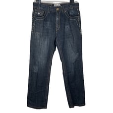 Kanji Jeans Mens 34x32 Thick Stitch Flap Pocket Baggy Japan Streetwear VTG Y2K