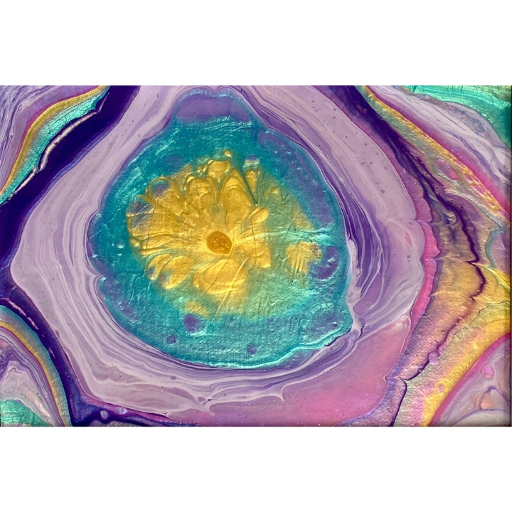 Original Art “Kaleidoscope Sun” Mixed Media Artwork Painting 8 x6