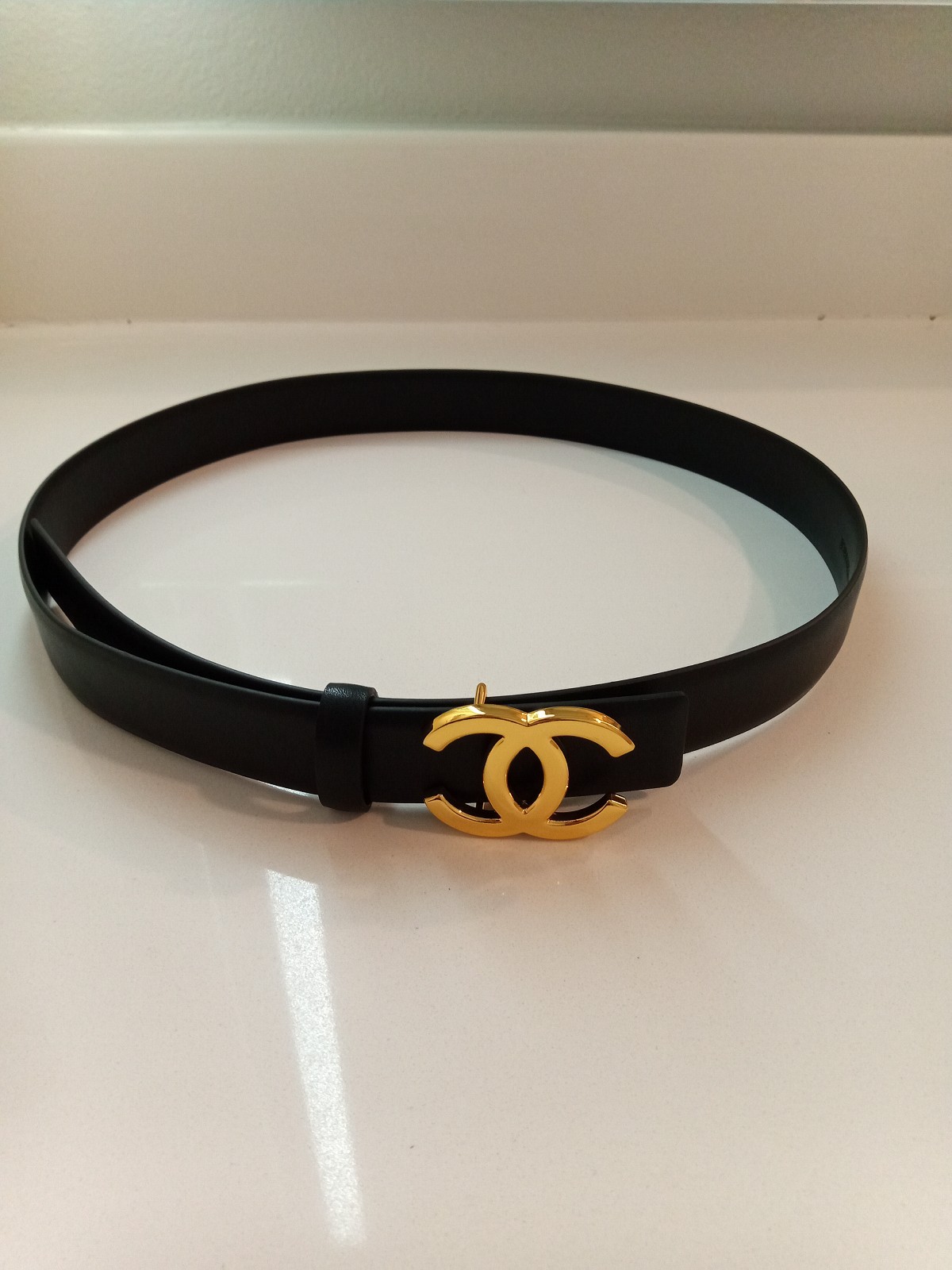 Chanel Gold/Black CC Belt