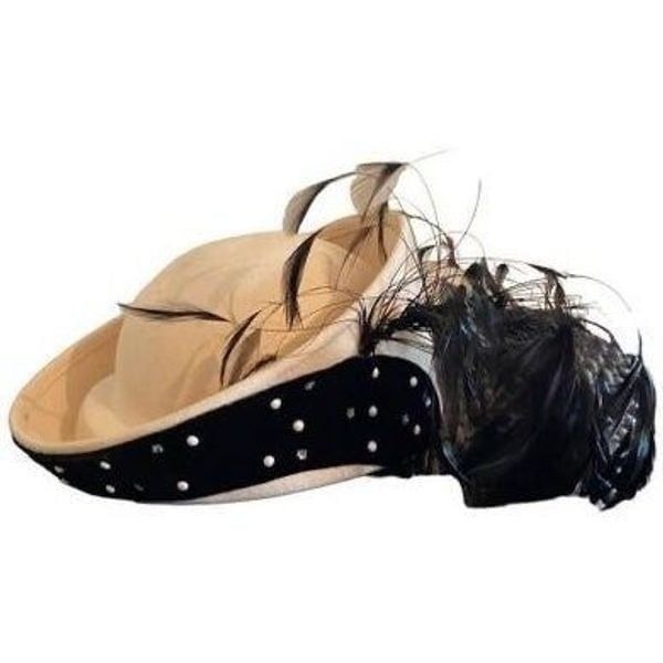 Jack Connell vintage women’s ivory and black feathered hat