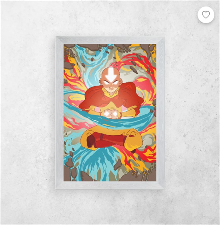 Aang All Four Elements Poster Painting canvas