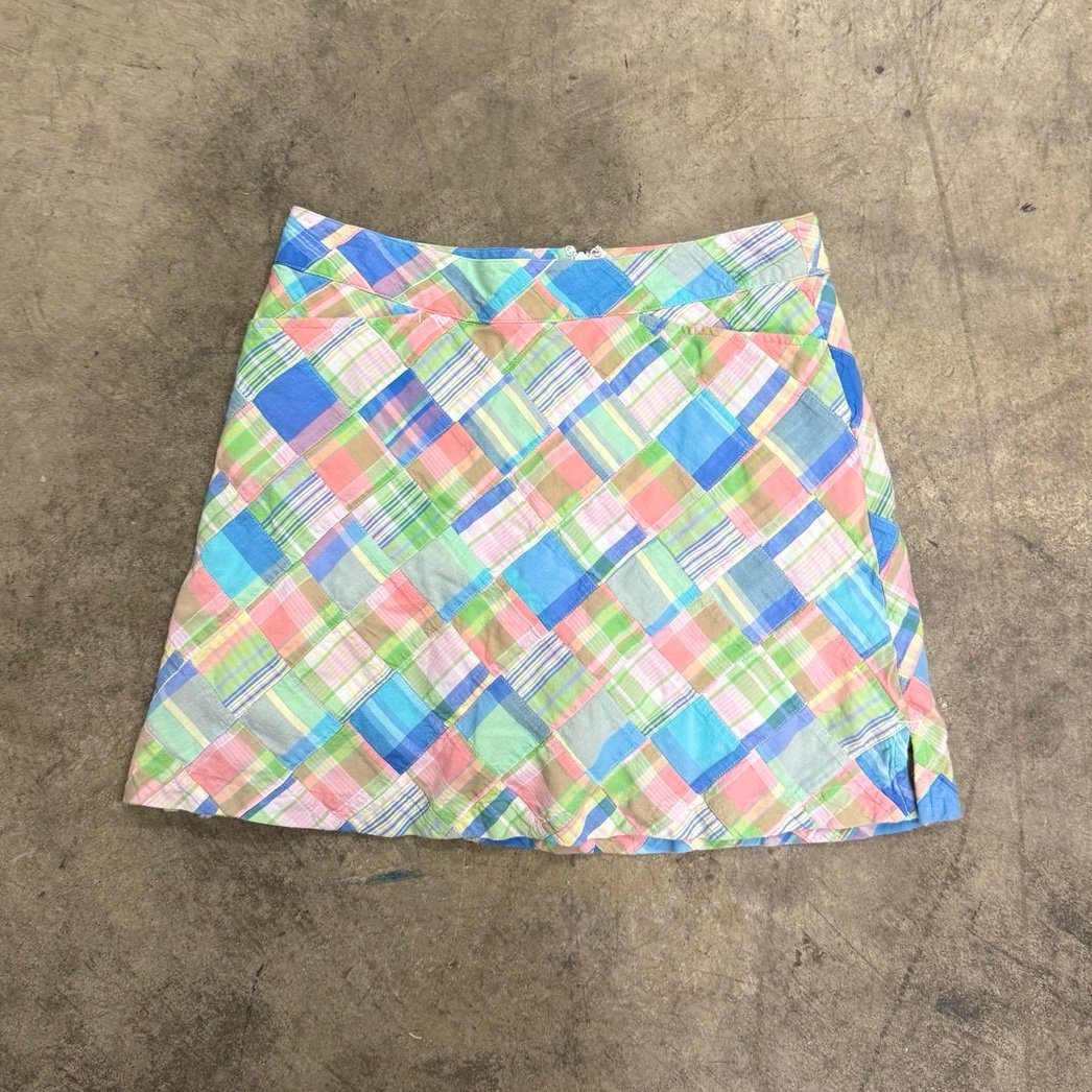 Vintage Lady Hagen retro plaid rainbow print mini skirt
