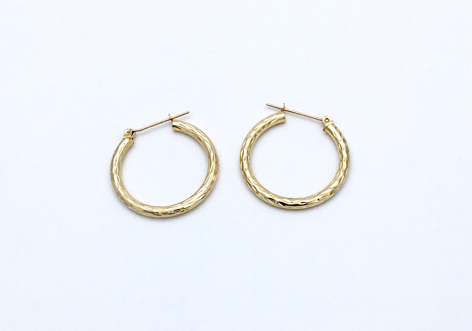 14k Yellow Gold Latch Back Hoop Earrings