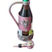 Wine Bottle Holder with handle and glass and metal Stopper Grape Motif