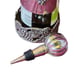 Wine Bottle Holder with handle and glass and metal Stopper Grape Motif