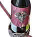 Wine Bottle Holder with handle and glass and metal Stopper Grape Motif