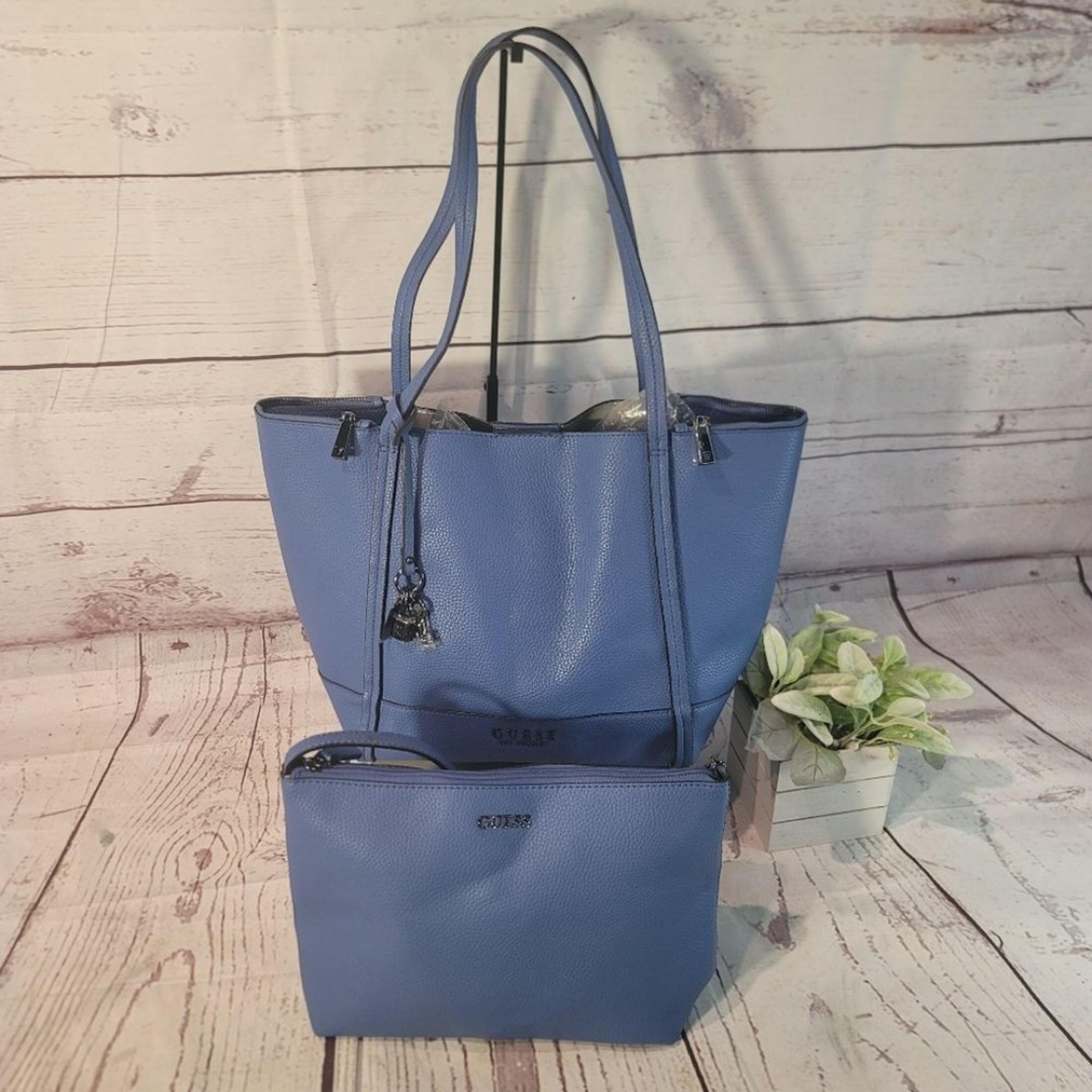 GUESS Heidi Jean Blue Women's Large Tote Bag with Removable Interior Pouch