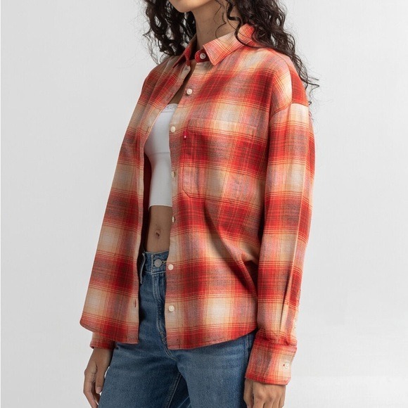 Levi’s Henri Flannel Button Down Shirt in Joey Flame Plaid Women’s Size 3XL NWT