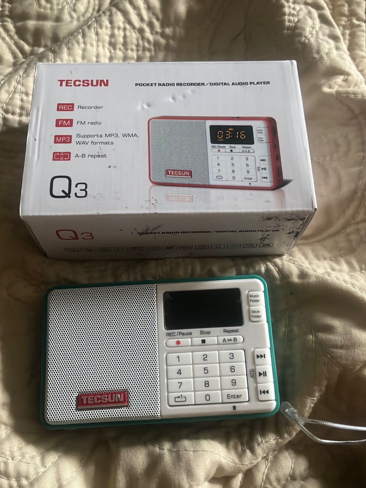 TECAUN Recorder/Fm Radio/ MP3/ WMA & WAV Formats/ A- B Repeat BRAND NEW