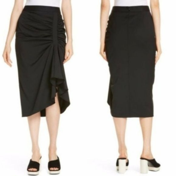 Lewit Black Plus Gathered Midi Skirt