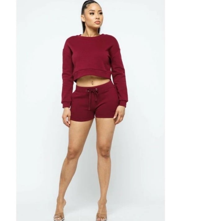 NWT Long Sleeve Crop Sweater and Shorts Set
