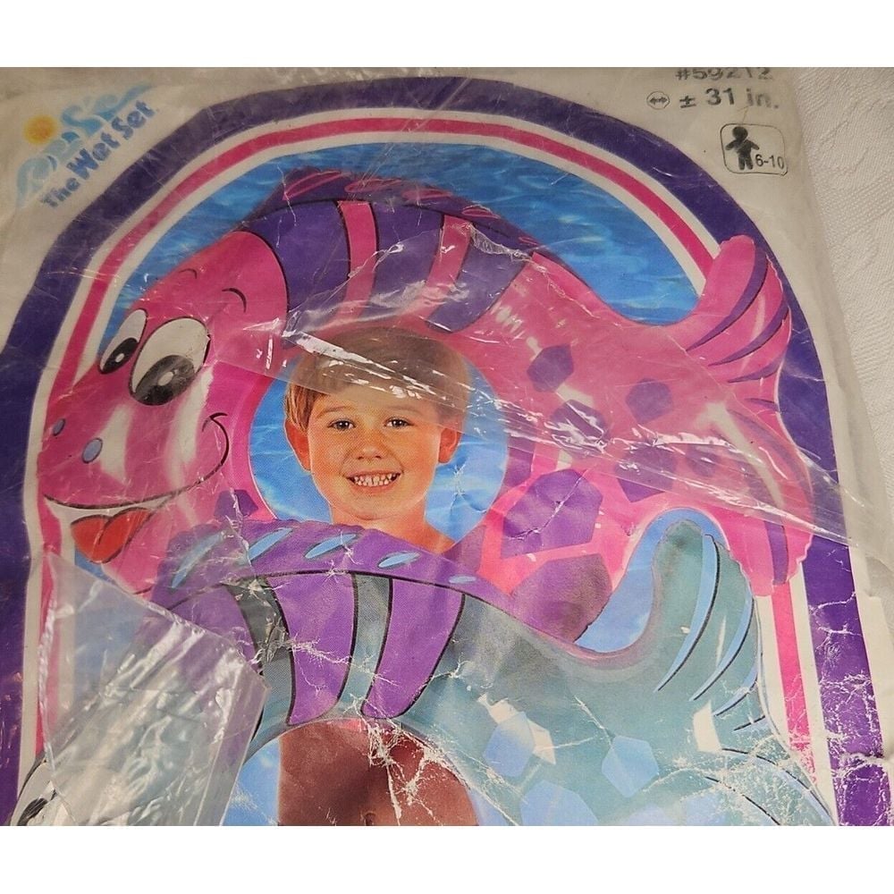 Vintage Intex The Wet Set Swim Ring Pool Float 31 PINK PURPLE FISH 1996