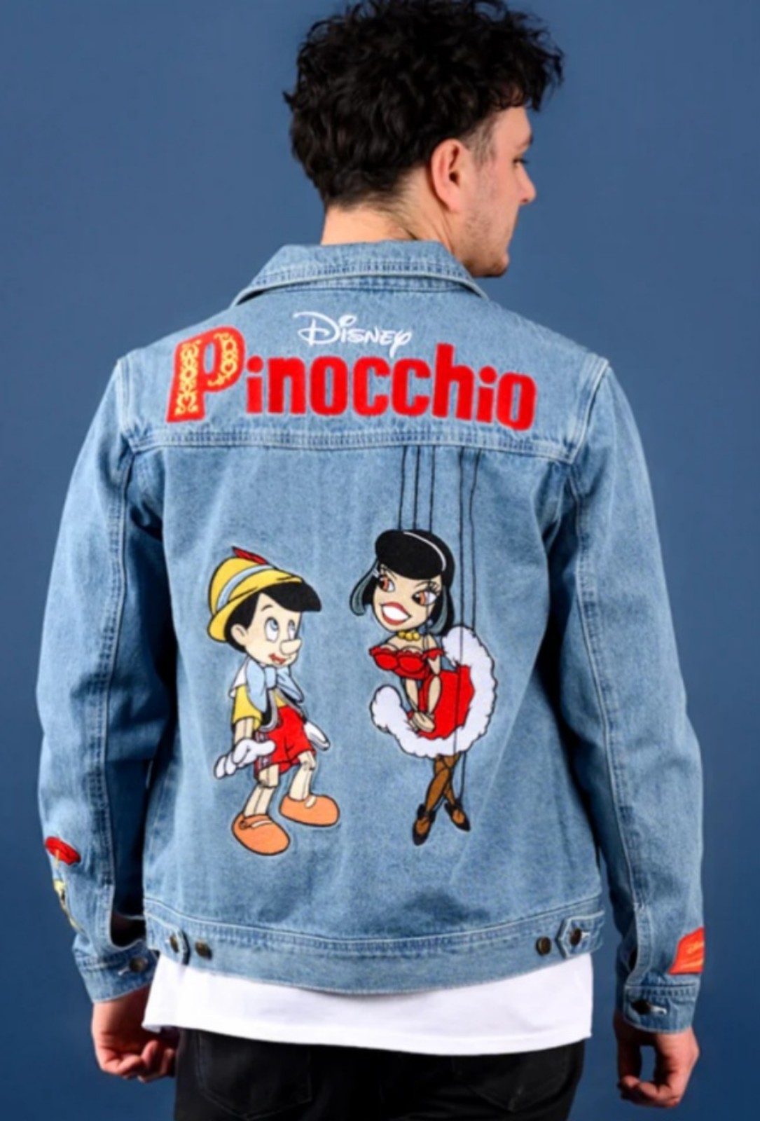 Pinocchio x Cakeworthy 85 anniversary denim jacket NWT SIZE LARGE