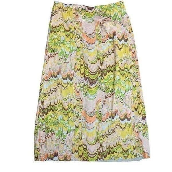 Vintage 70s A Line Pull On Maxi Skirt M Multicolored Elastic Waist Boho Hippie
