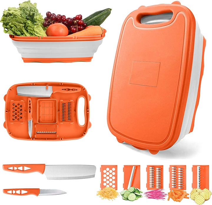 Camping Cutting Board, HI NINGER Collapsible Chopping Board with Colander