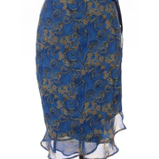 Mamu Blue floral chiffon wrap skirt NWOT