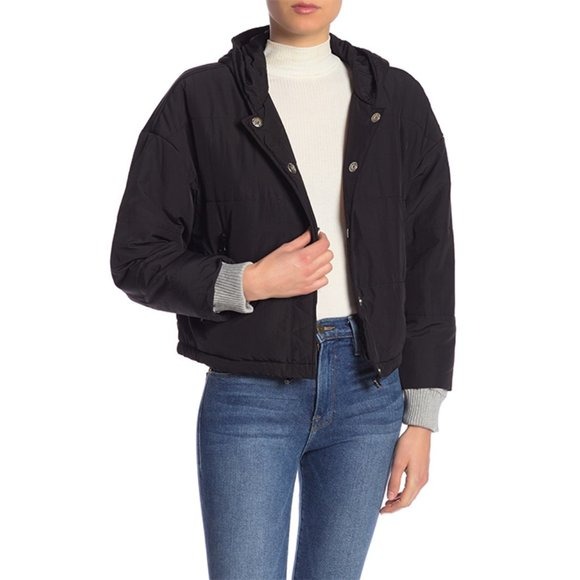 Splendid Dakota Puffer Hooded Jacket Black M