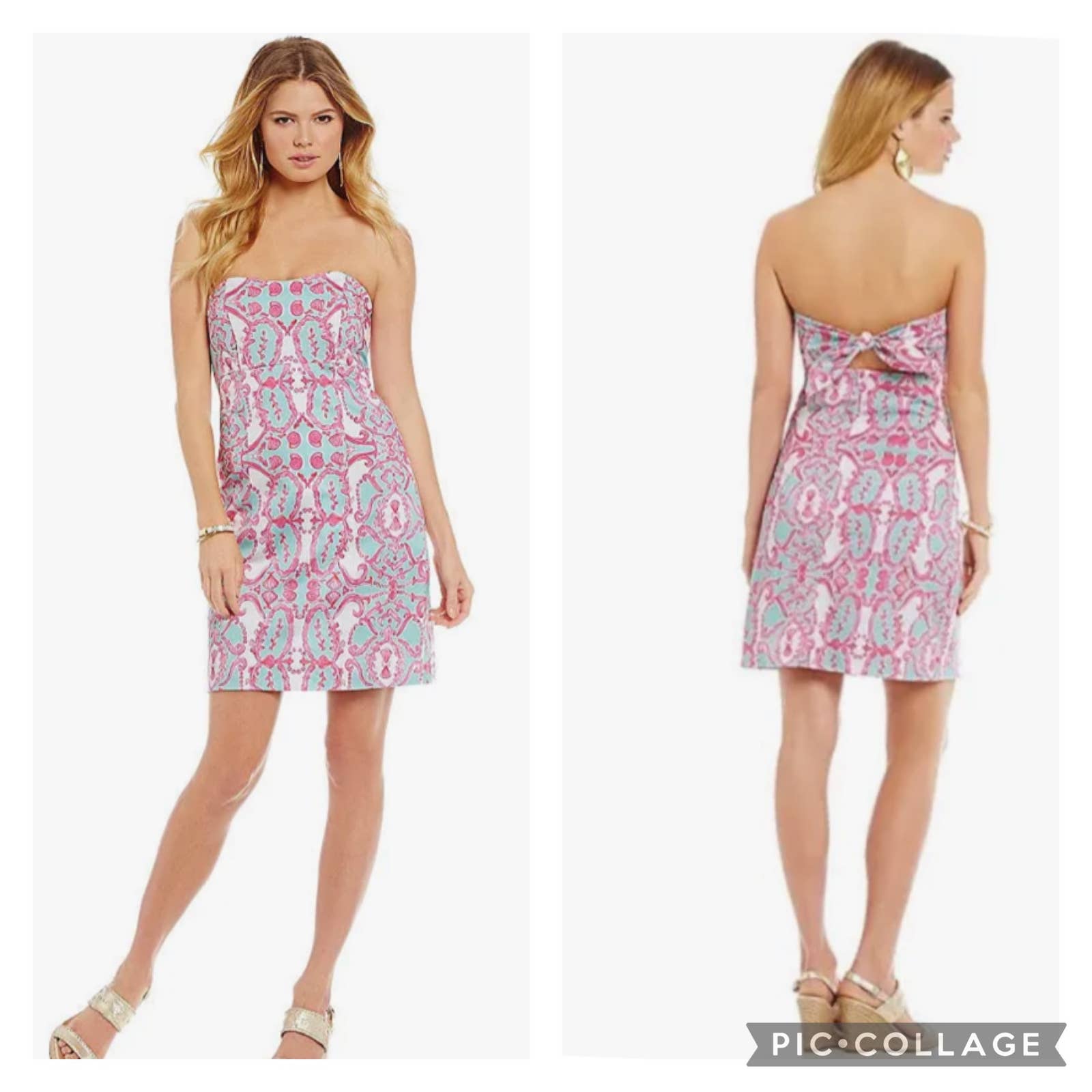 KAELI SMITH Meghan Shell Mirror Sundress Dress Aqua/Pink