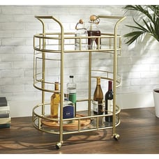 Fitzgerald Bar Cart with Matte Gold Metal Finish, 2-Tier