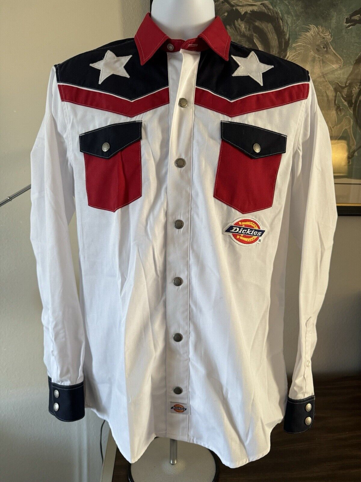 DICKIES Texas Lone Star Western Style Shirt - Metal Snap Closure - Men’s SM US