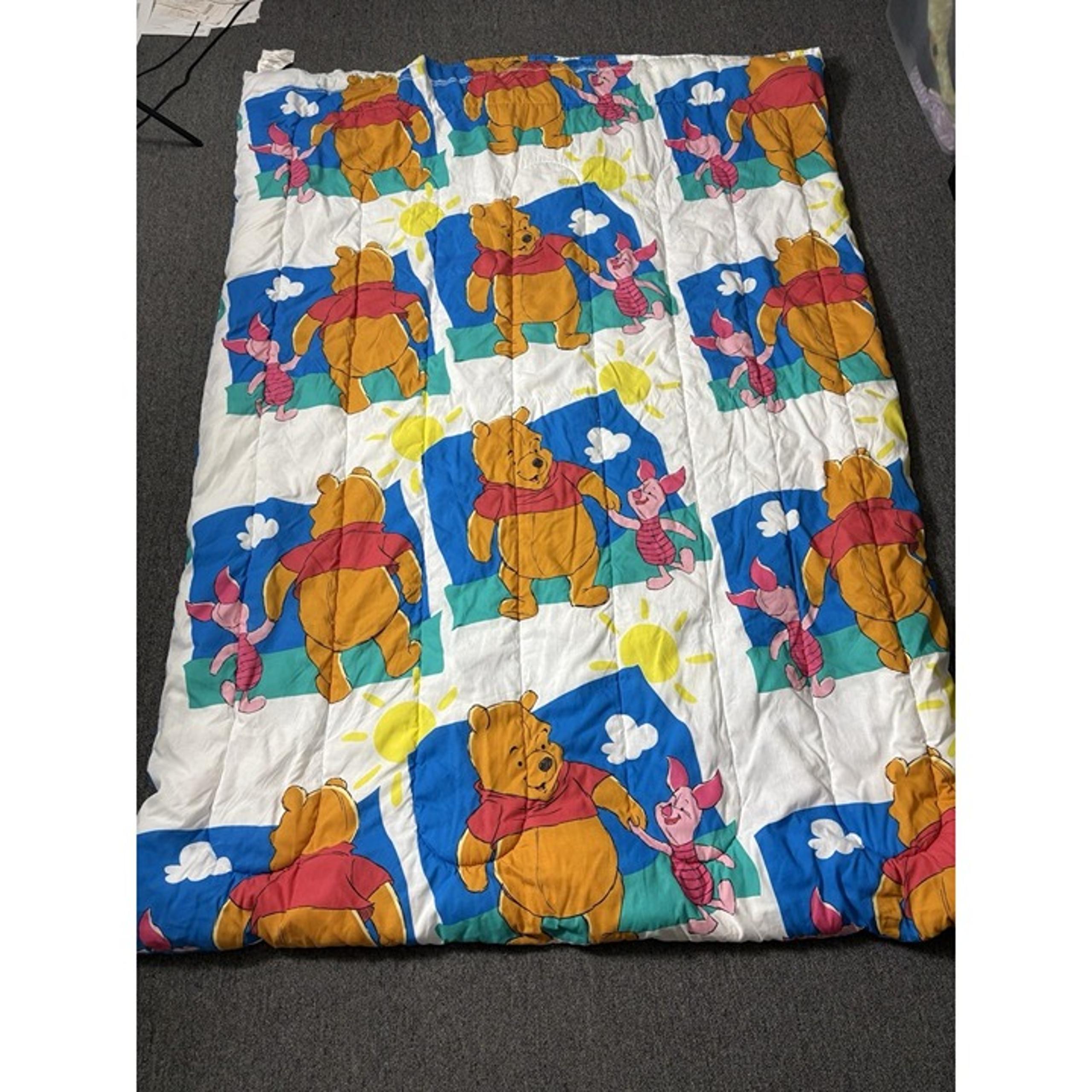Vintage 90s Disney Winnie the Pooh & Piglet Twin Size Comforter FLAW, READ