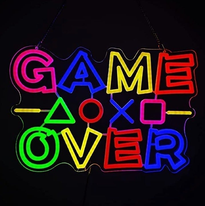 Fun Bright Vivid Colorful Game Over LED Night Light Super Mario Video Game Decor