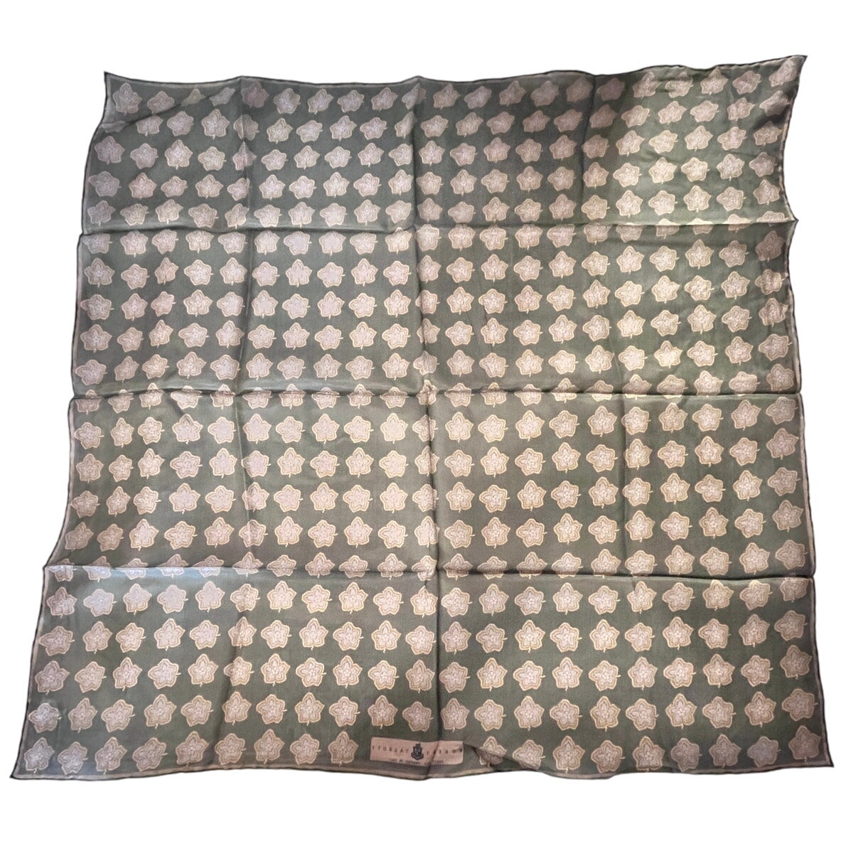 ROBERT TALBOTT Fine Silk Scarf Printed in Italy - Brown / Blu - Semi Sheer