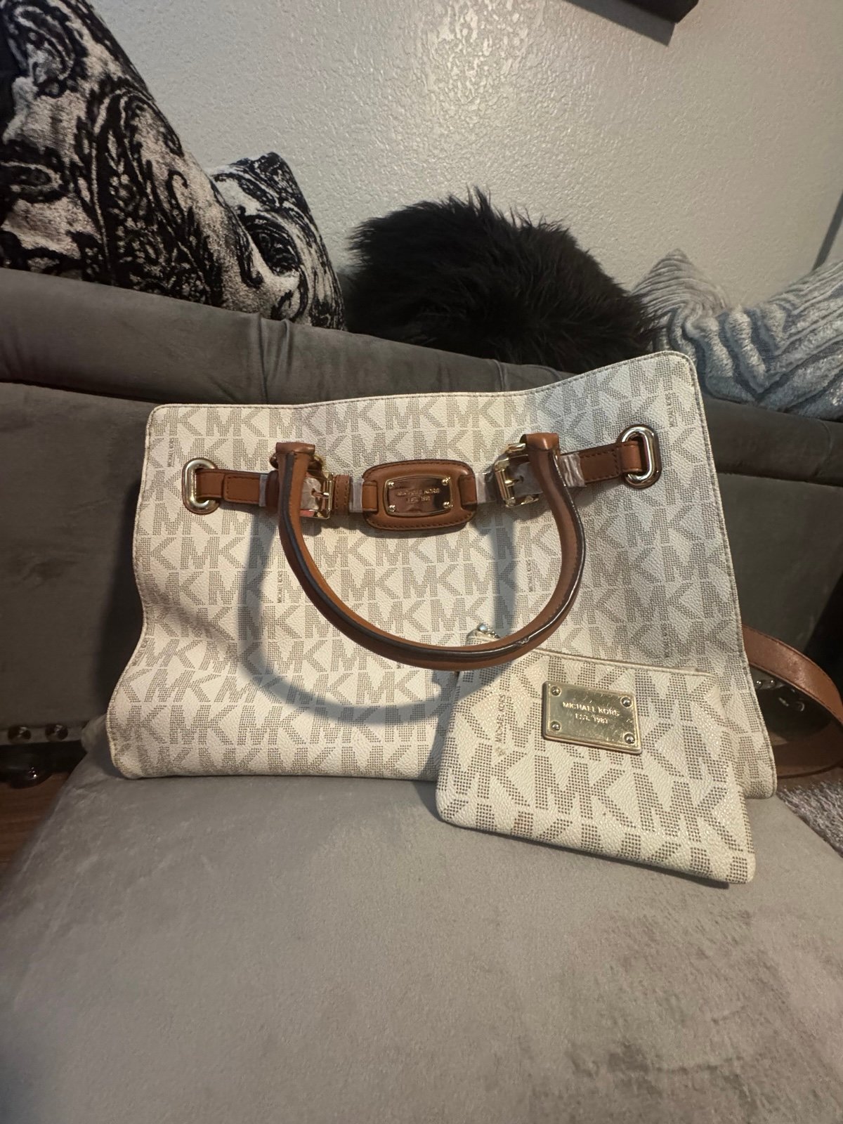 Michael Kors Hamilton LG Pvc Leather Satchel Shoulder Handbag W/ wallet