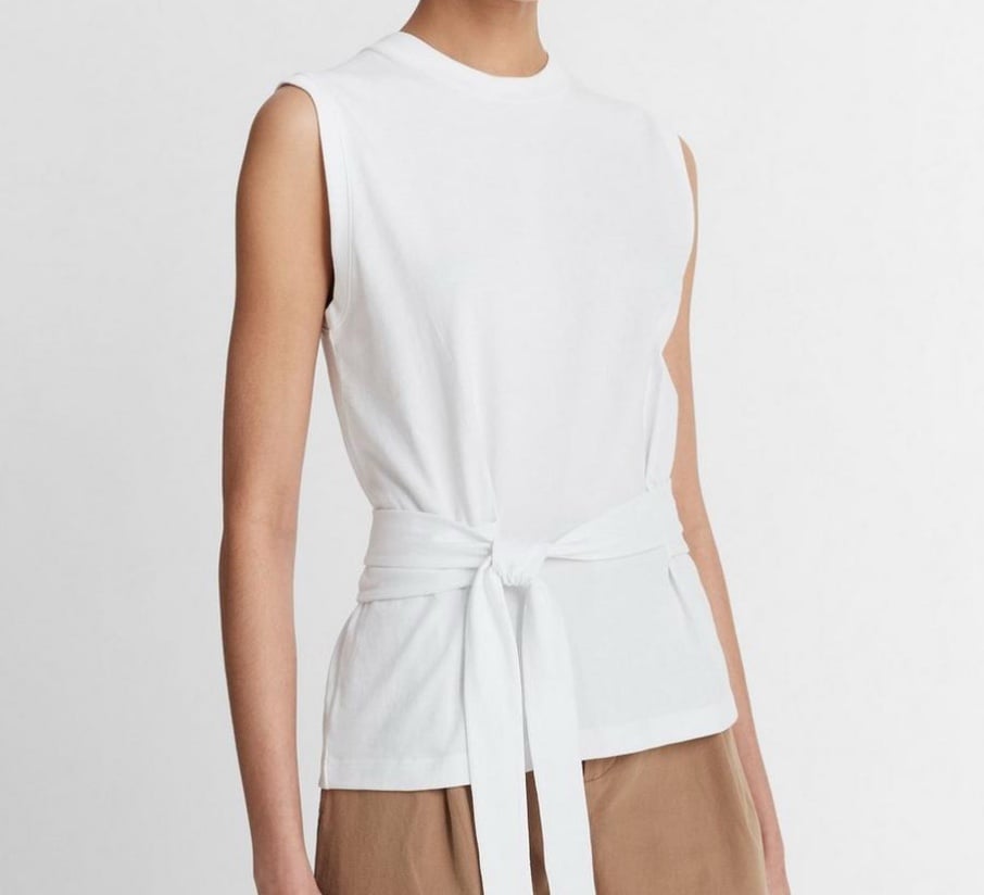 VINCE Cotton Sleeveless Wrap Top