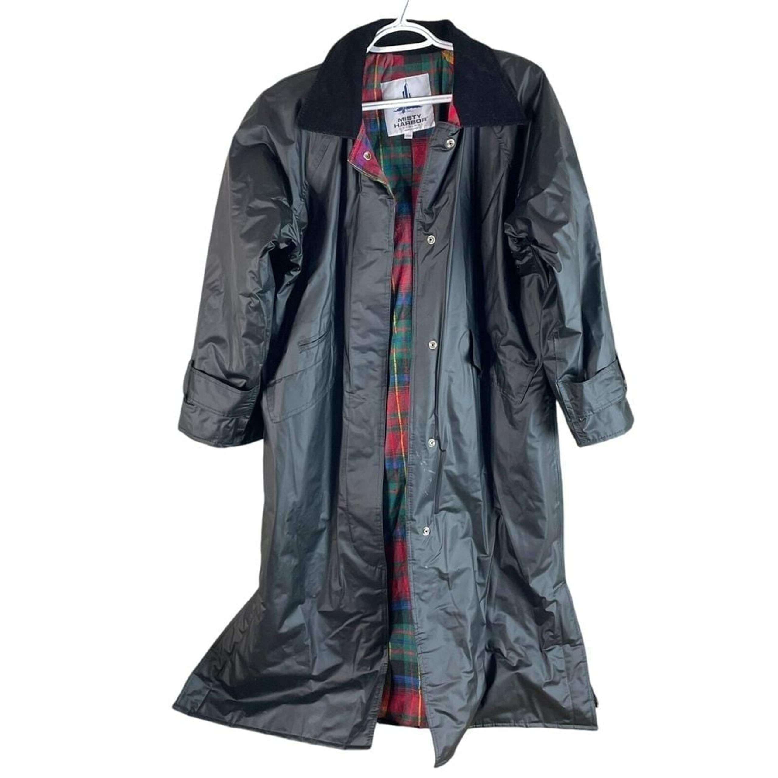 Misty Harbor Long Trench Rain Jacket Womens Petite Medium Flannel Lined *read