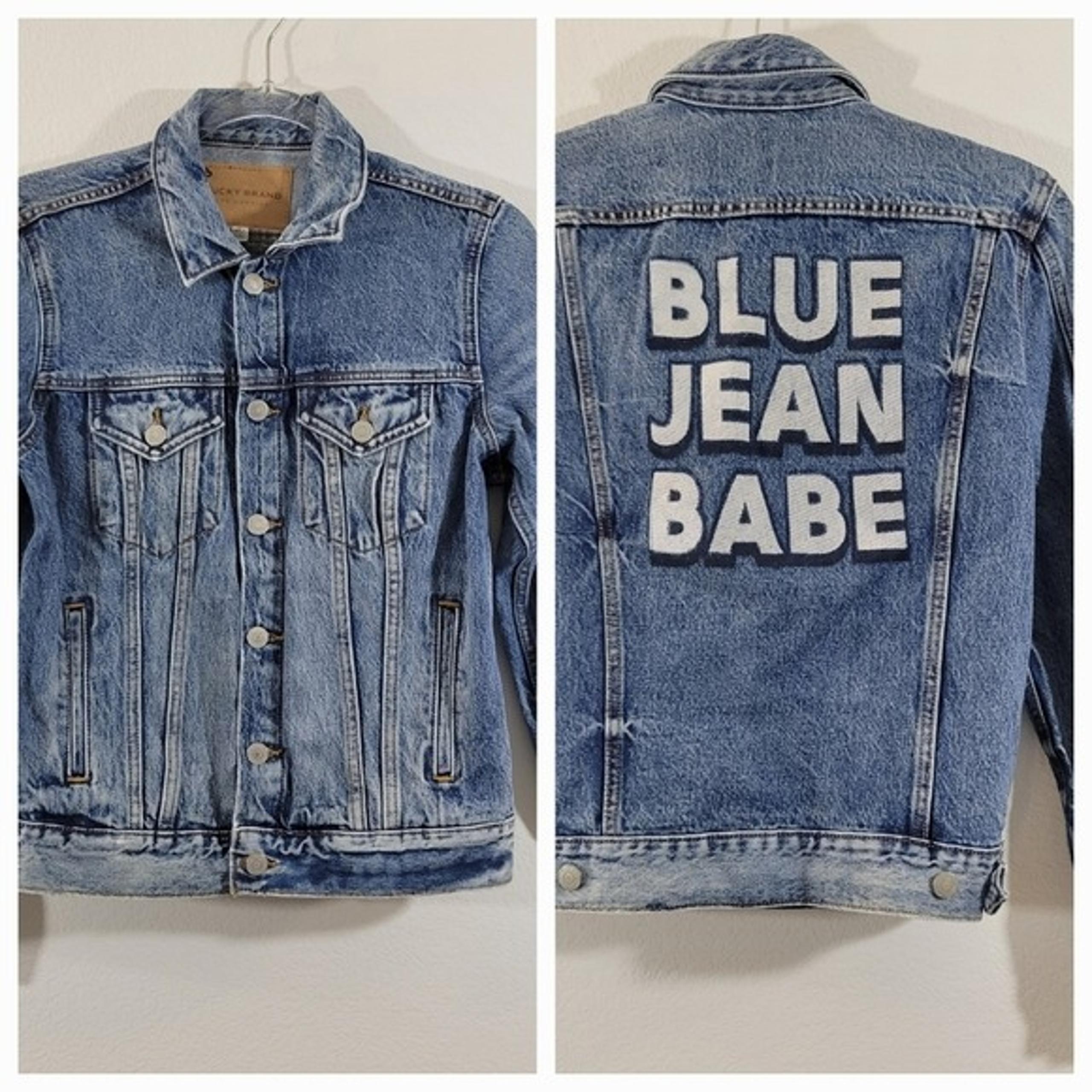 LUCKY BRAND Blue Jean Babe graphic casual button denim tomboy trucker jacket
