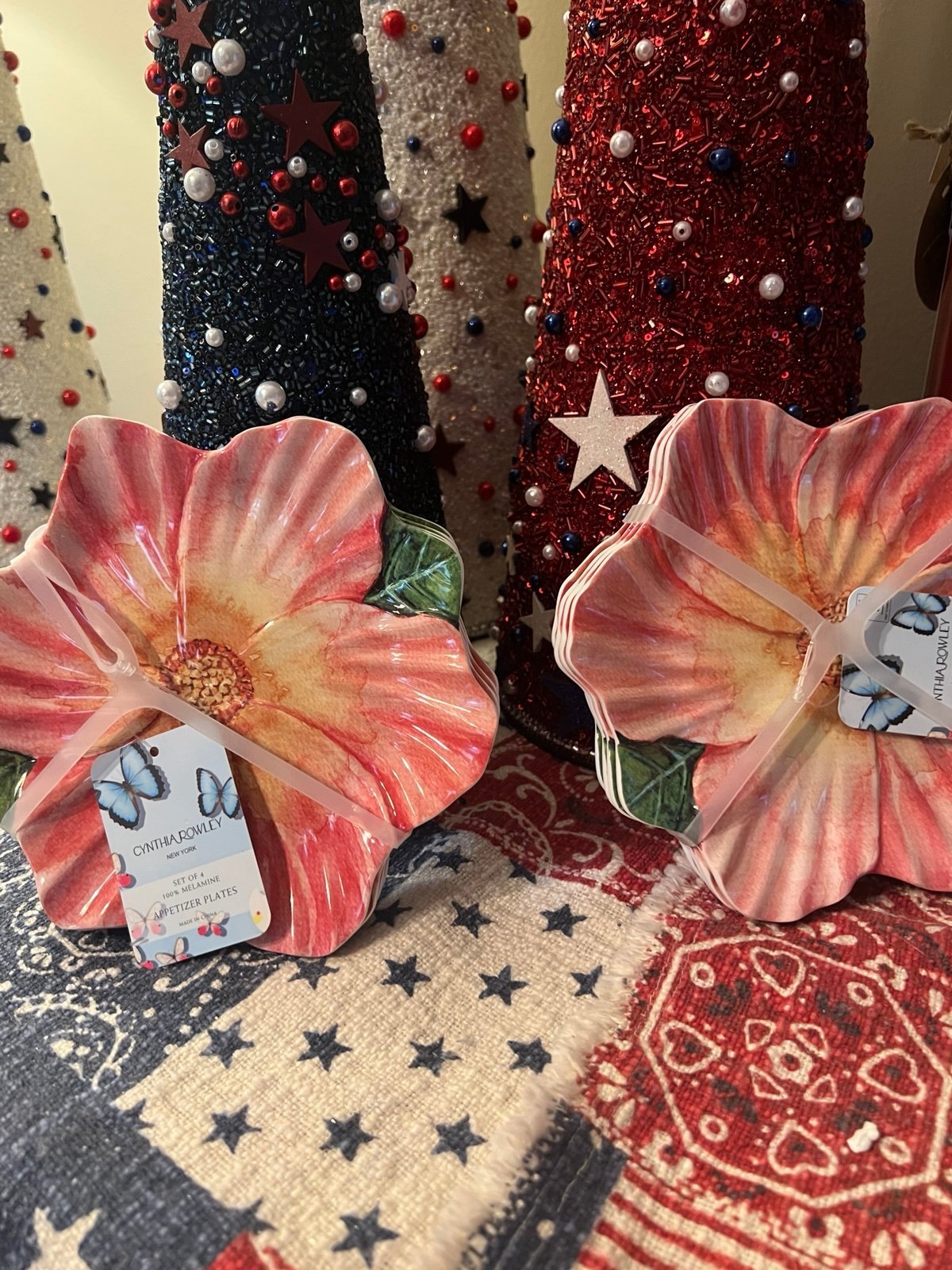 Two Set of 4 Melamine Appetizer Salad Plates from Cynthia Rowley