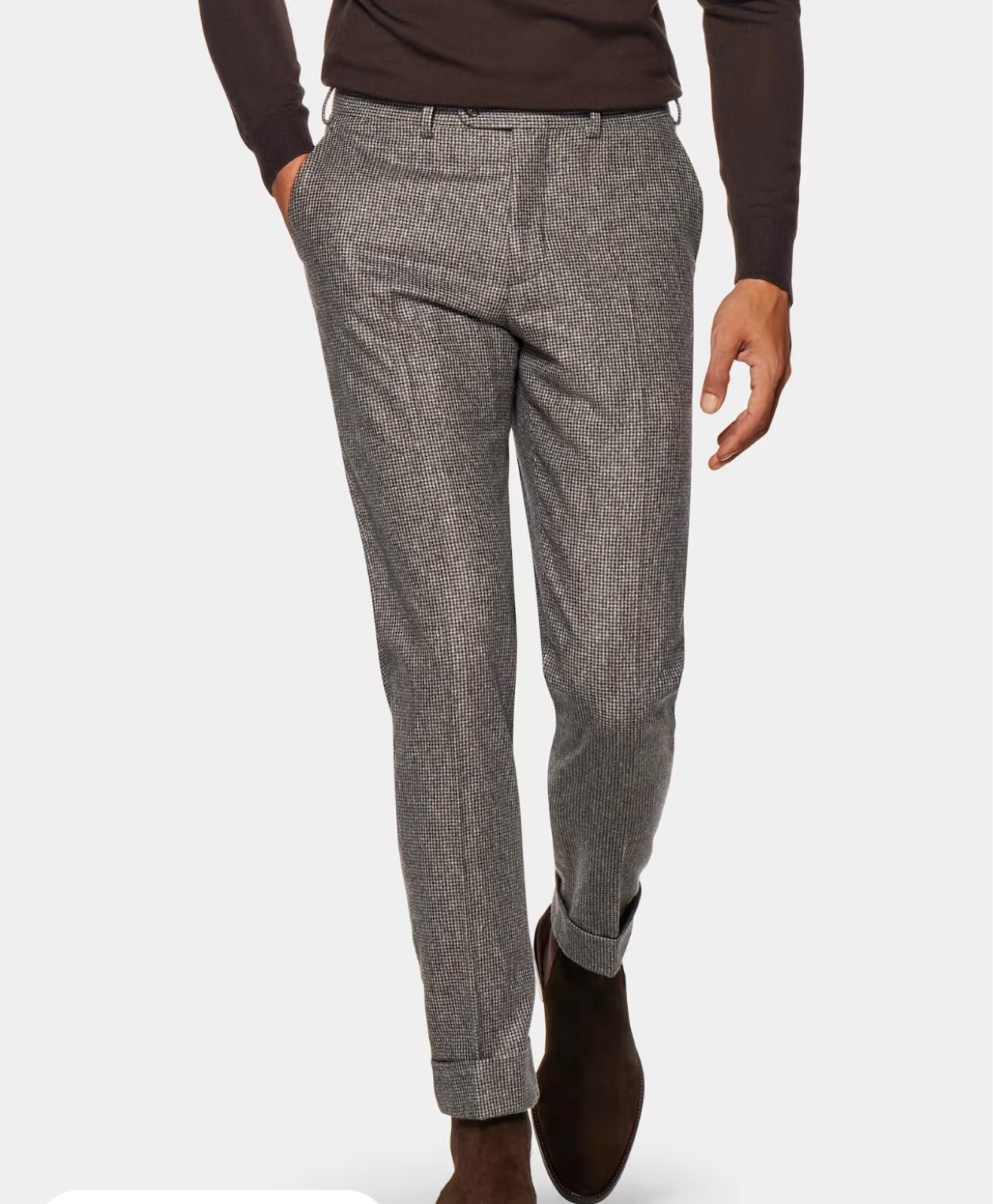Suitsupply Taupe Soho Trousers Circular Wool Flannel Size 38