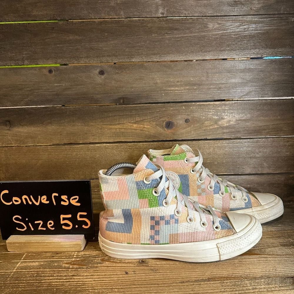 Womens Converse Crafted Abstract Stripes Hi Top Sneakers Shoes Size 5.5 M GUC