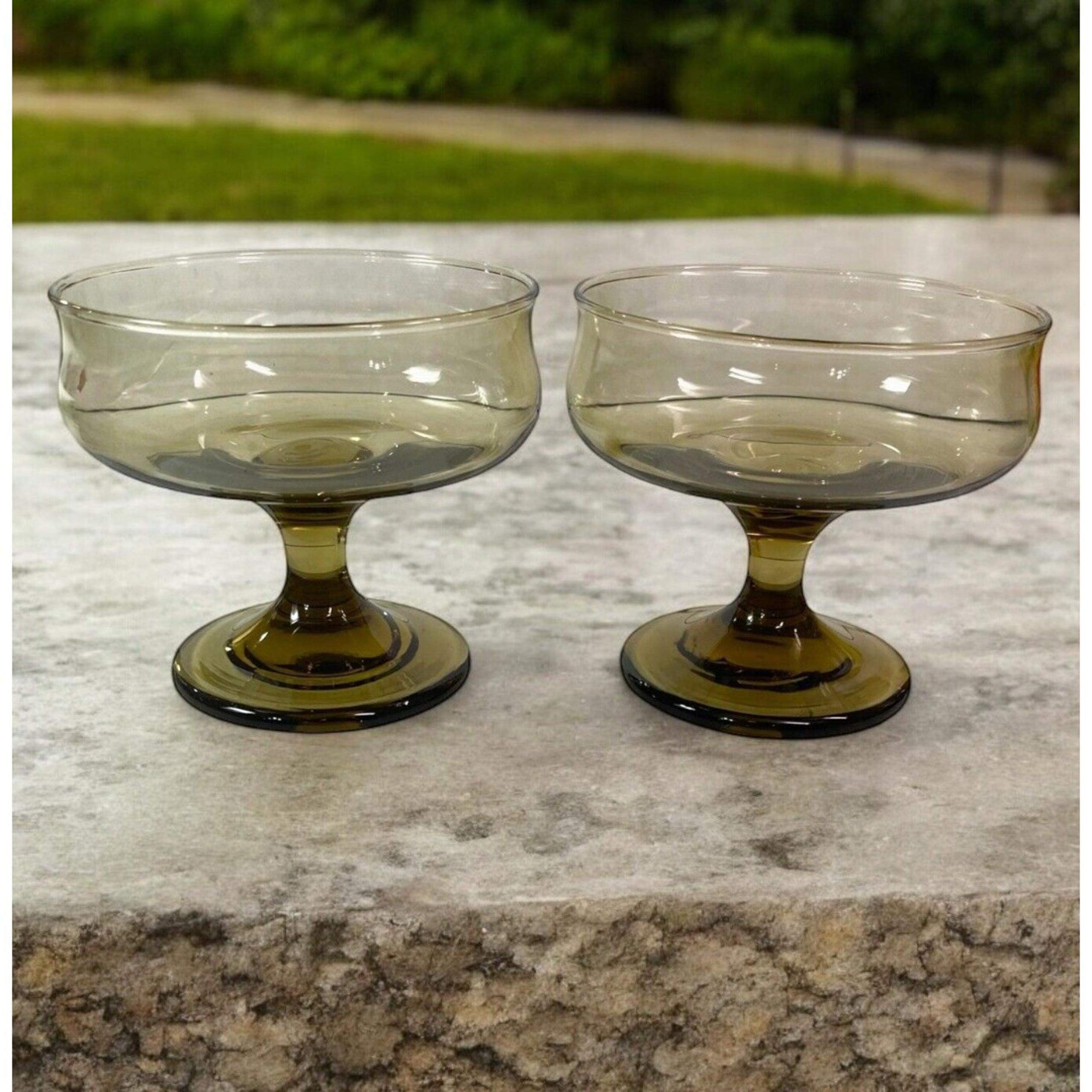Set Of 2 VTG MCM Tawney Libbey Dessert or Champagne Stemmed Glassware