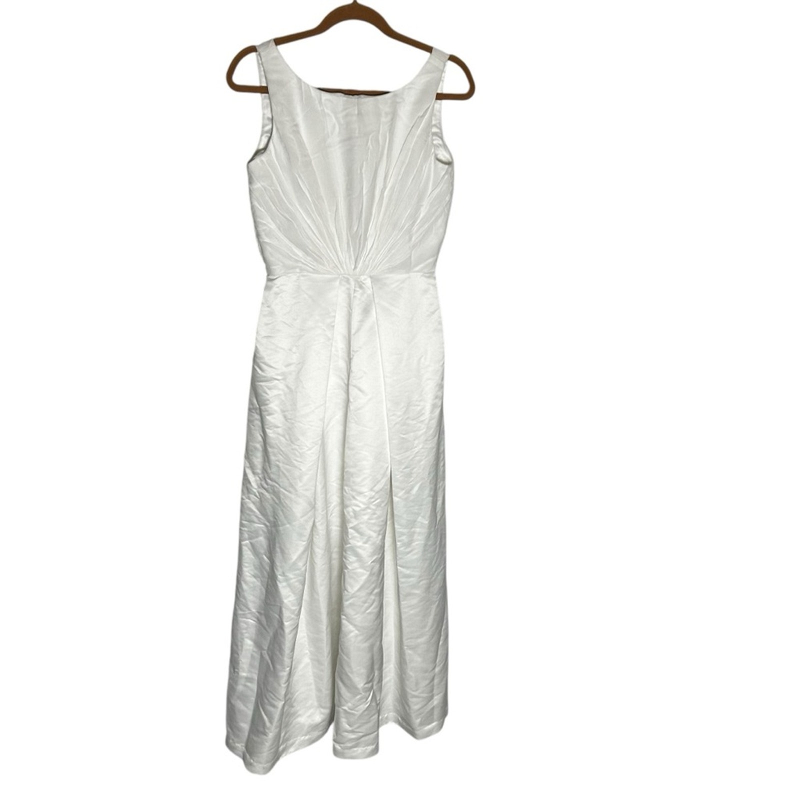 Frances Valentine Chrysanthemum A-Line Dress White Shirred Pleated Dress 0