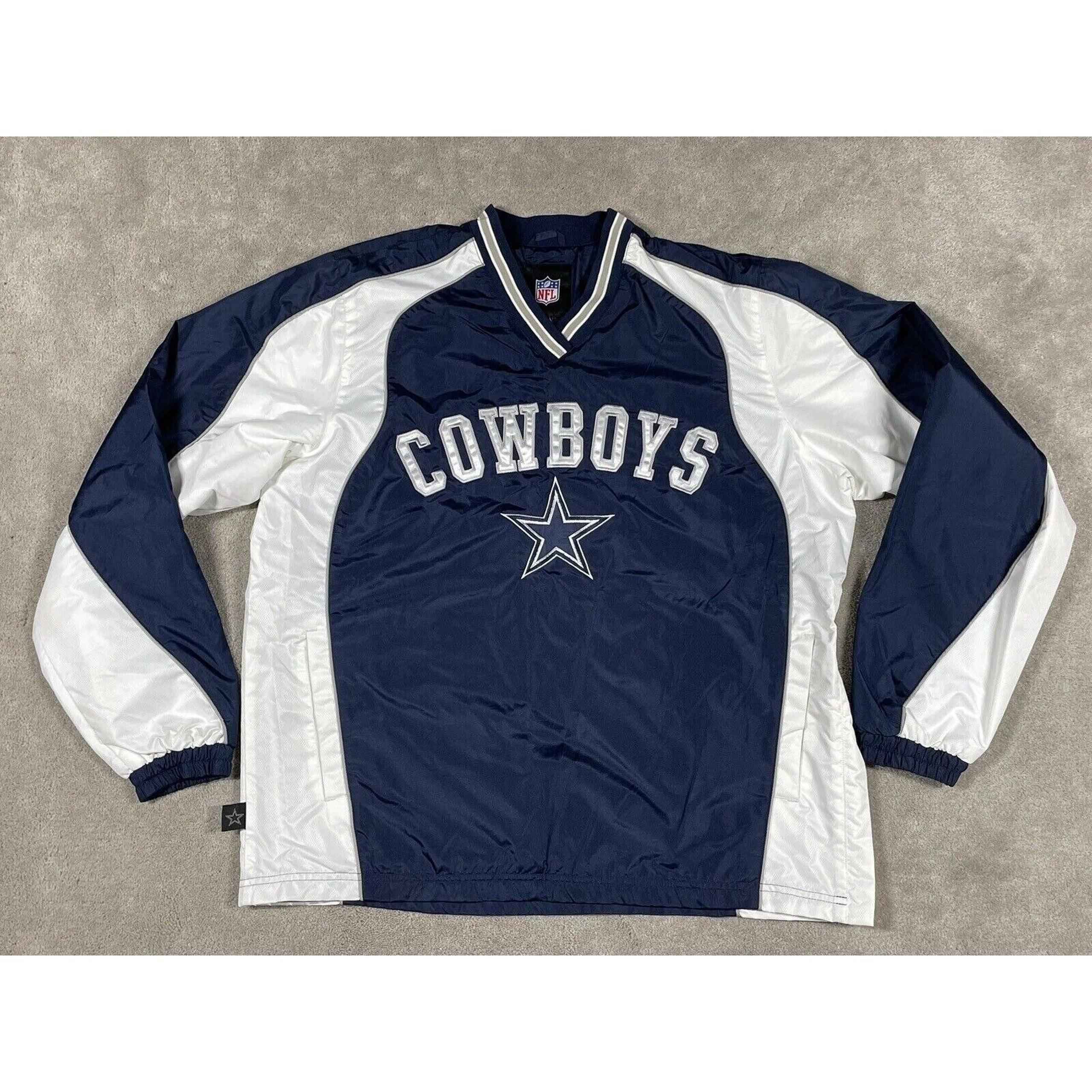 Dallas Cowboy Jacket Men M Blue G-III NFL Pullover Windbreaker Lined VTG