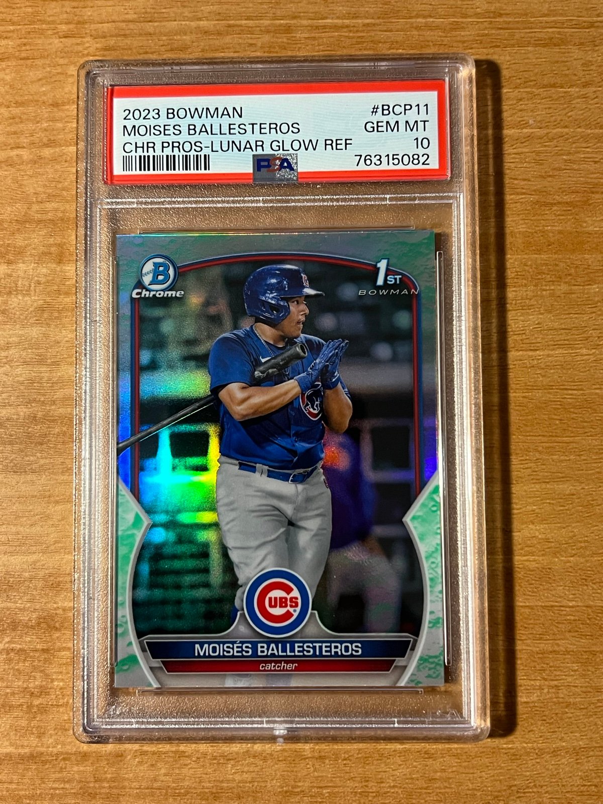 PSA 10 MOISES BALLESTEROS 2023 Bowman Chrome LUNAR GLOW REFRACTOR RC GEM MINT
