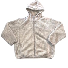 Zyia Active Womens Sherpa Jacket Fleece Athletic Full Zip Gray Hooded Medium