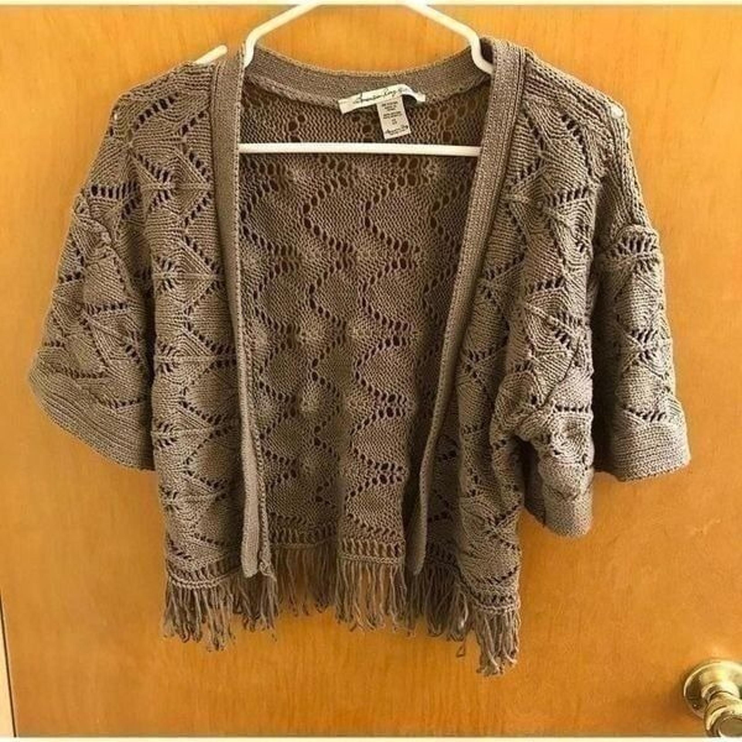 ✨ AMERICAN RAG | Open Fringe Sweater