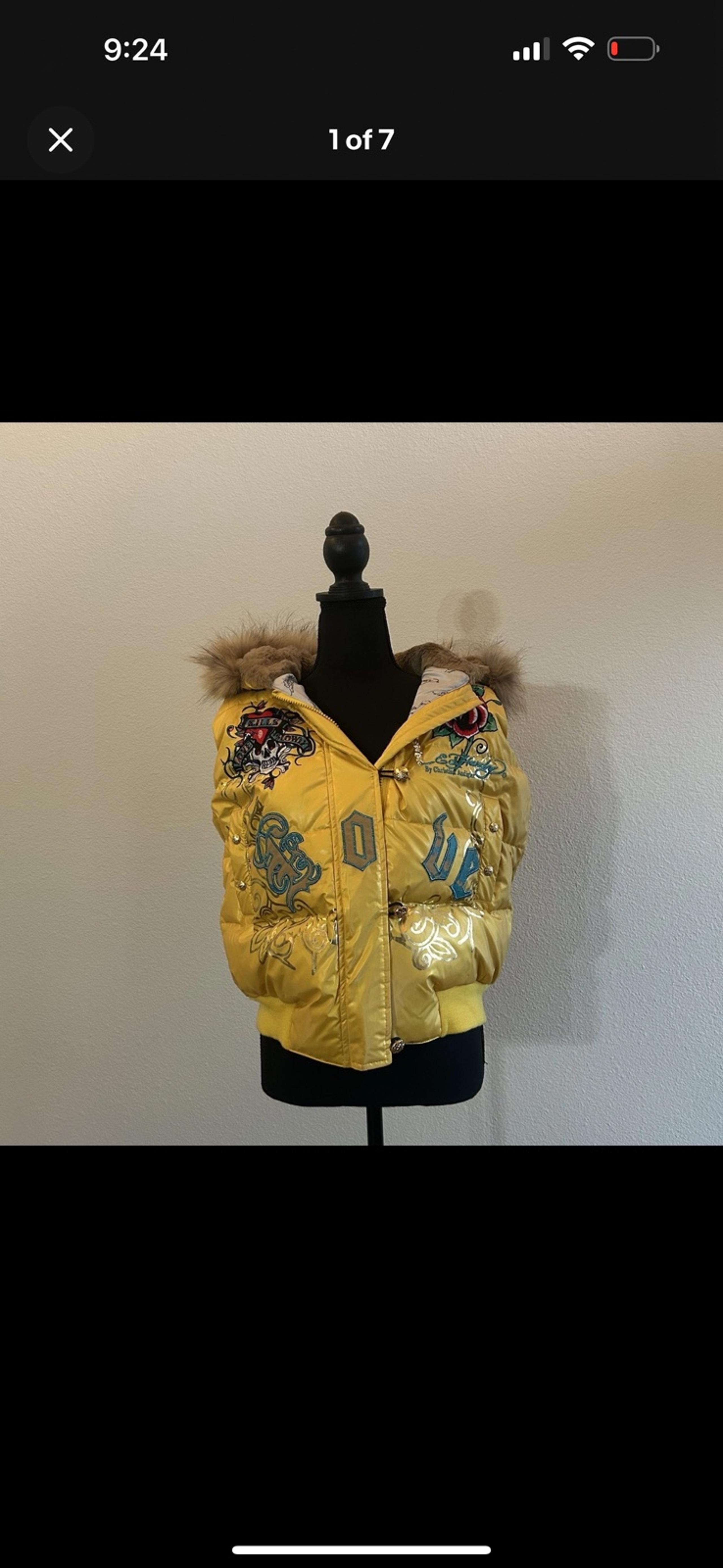 Ed Hardy Women's multi Gilet vest bomber jacket Vintage Xl