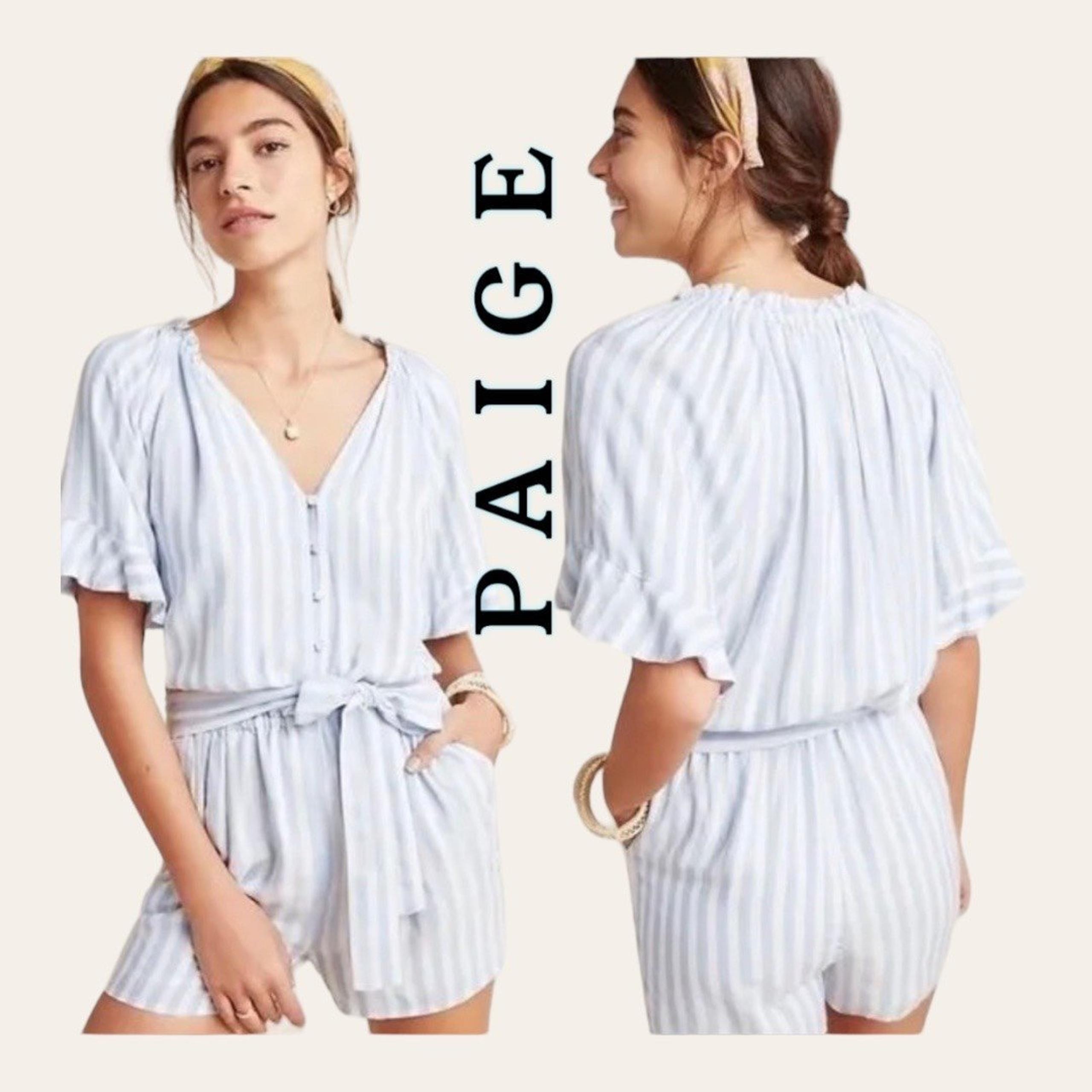 0090W. PAIGE STRIPED SHORT SLEEVE ROMPER SIZE XSMALL