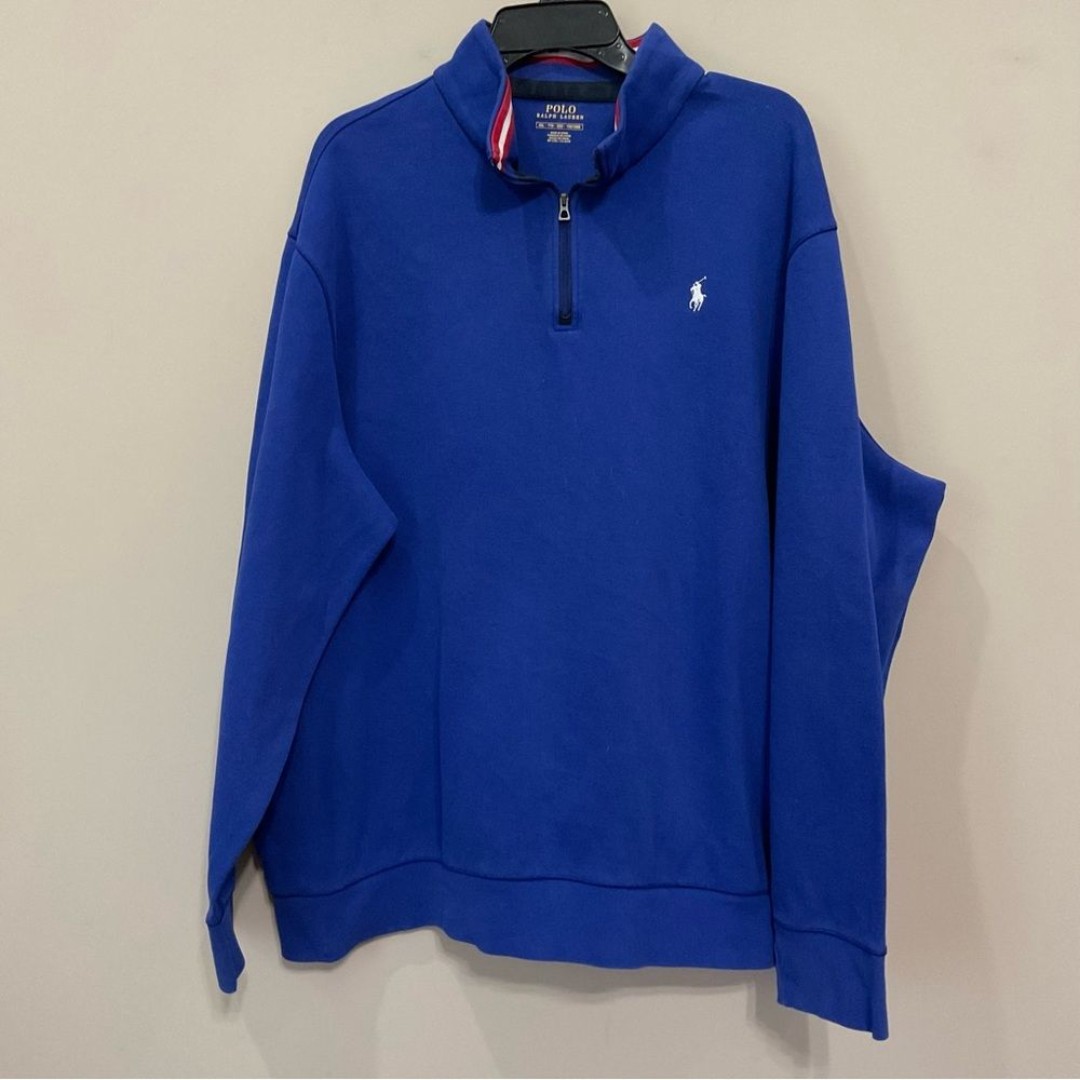 Polo Ralph Lauren Half ZIp Pullover Sweater Sz XXL Royal Blue Knit Sweatshirt
