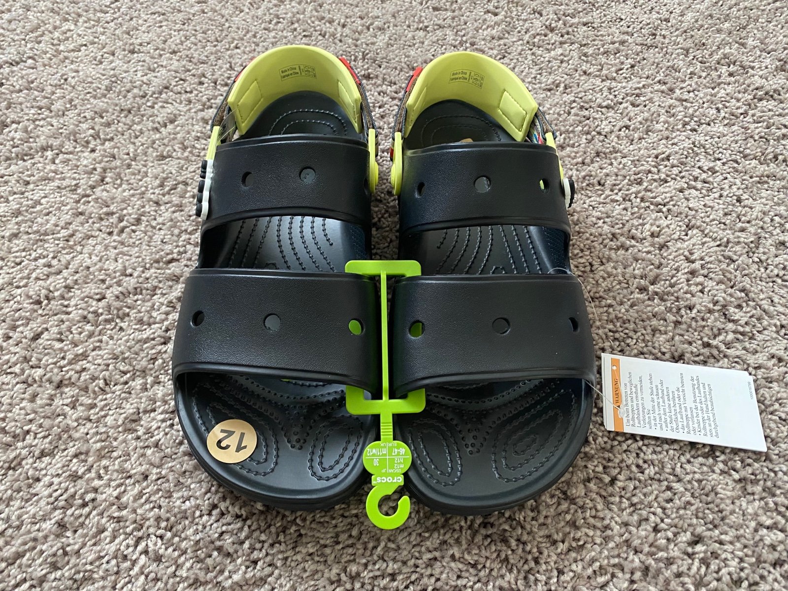 Crocs Classic All Terrain Ikat Sandals 208050-0C4 Men's Size 12 Black Clog NWT