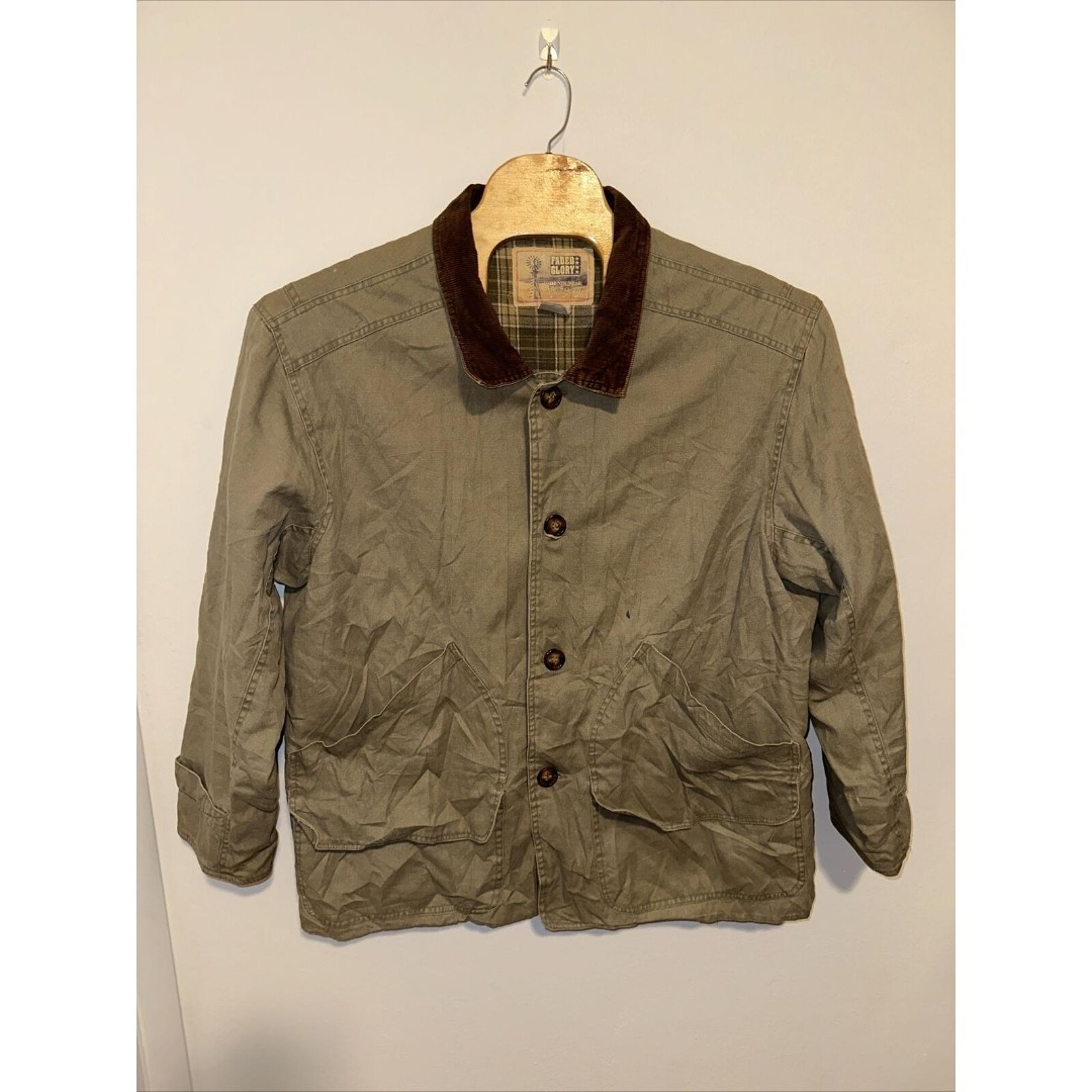 Men’s Work Jacket Fleece Lined Vintage Large Brown Long Sleeve - Faded Glory