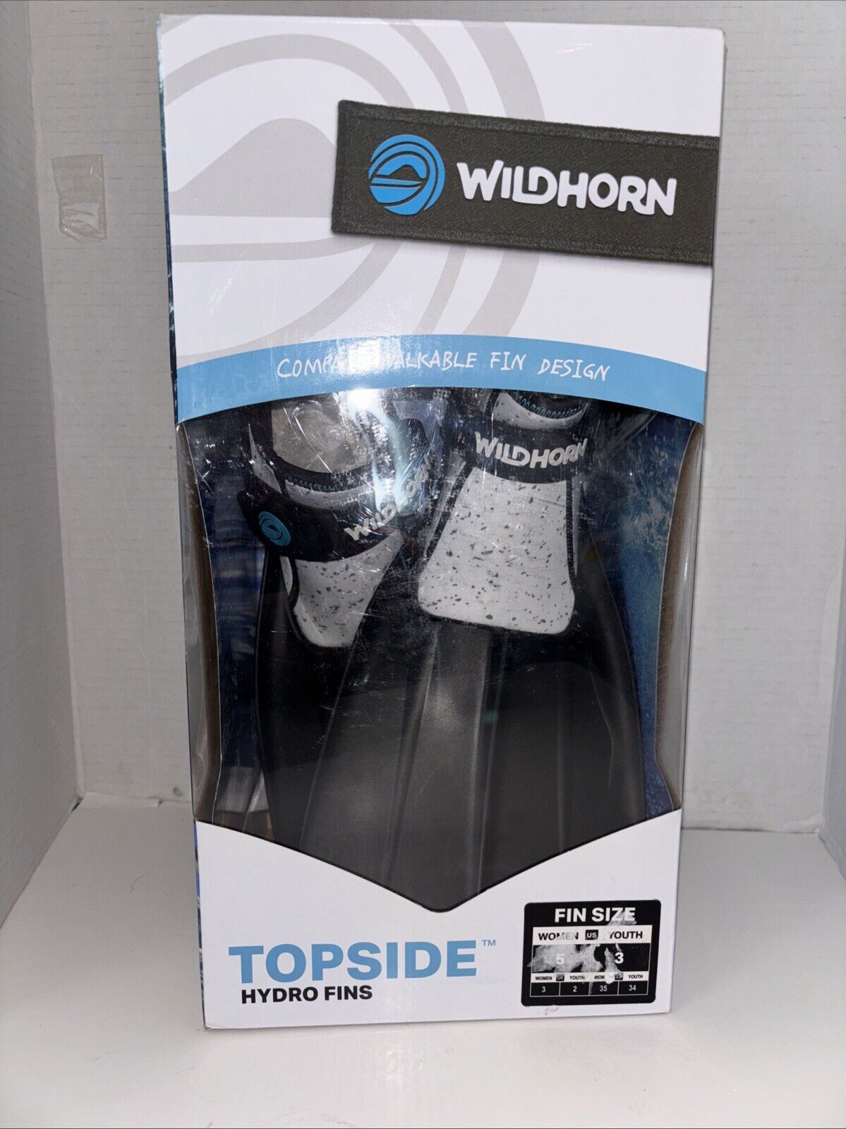Wildhorn Topside Hydro Fins Womens 5 Youth 3 Scuba Snorkeling Sharkskin New NIB