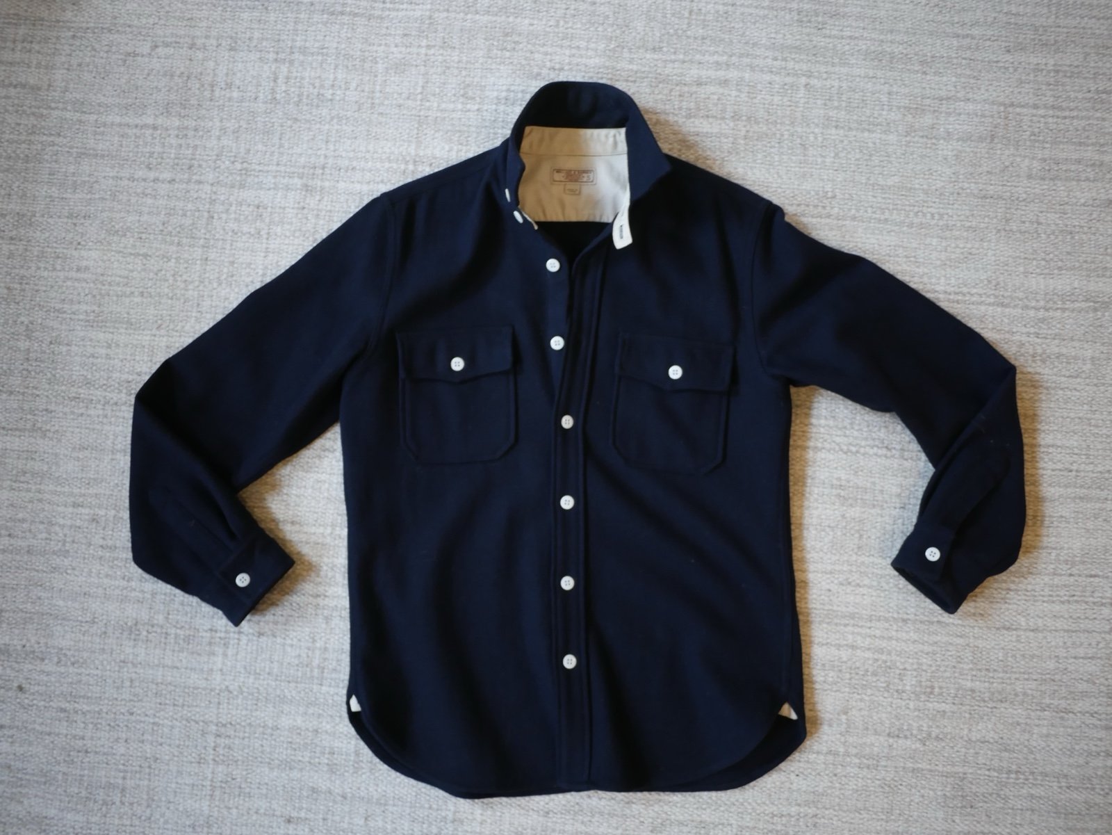 Wallace and Barnes J Crew Navy Wool Button Shirt