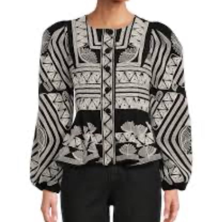 NWT Antonio Melani x Jennifer Sumko Kathleen Embroidered Twill Quilt Jacket